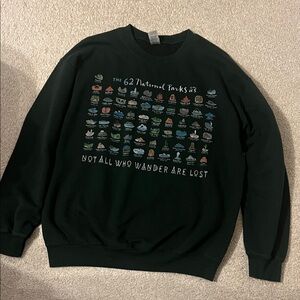 Gildan Dark Green National Parks Crewneck Sweater